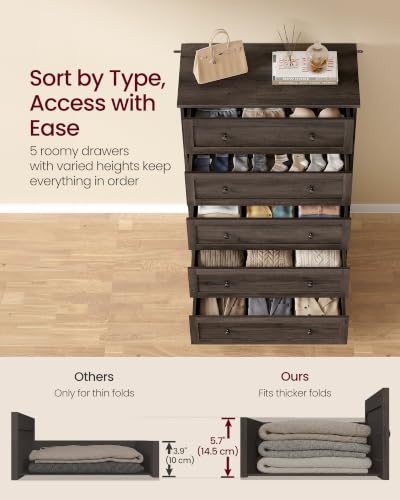 5-Drawer Dresser, Chest of Drawers, 31.5 x 15.7 x 47.4 in, view 6