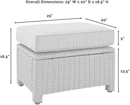 Bradenton Wicker Outdoor Ottoman Foot Rest for Patio, Deck, Porch, Brown with Sand Cushions