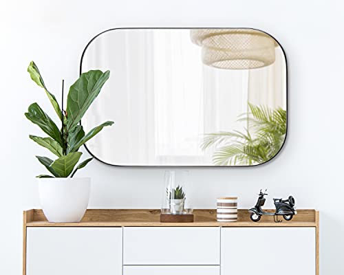 Rollo Midcentury Rounded Rectangle Mirror; 20 x 30; Bronze; Modern Metal Framed Mirror
