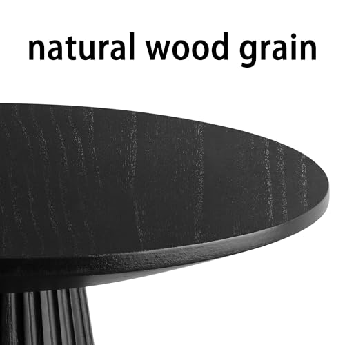 Black Pedestal Side Table 14.56'' Dia, Modern Accent End Table, Fluted Base Design, Minimalist Drink Table for Small Space Living Room, Bedroom