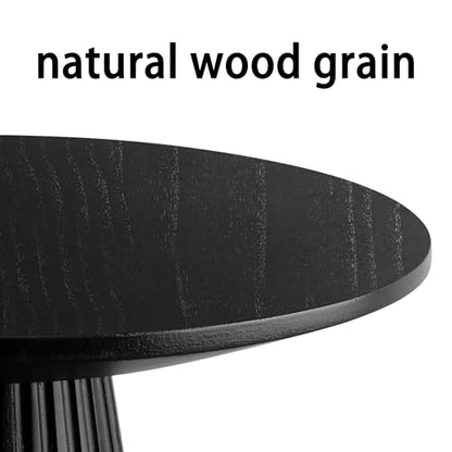 Black Pedestal Side Table 14.56'' Dia, Modern Accent End Table, Fluted Base Design, Minimalist Drink Table for Small Space Living Room, Bedroom