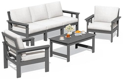 HDPE Outdoor Patio Furniture Set with Coffee Table