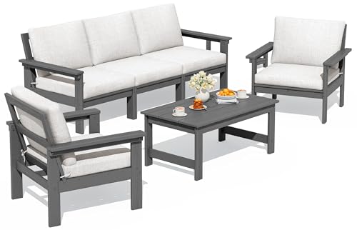 HDPE Outdoor Patio Furniture Set with Coffee Table
