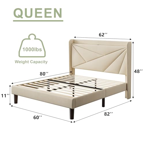 Queen Size Bed Frame with Charging Station, view 3