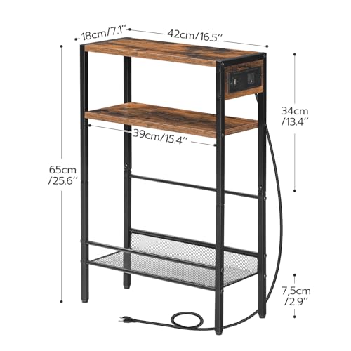 Small Narrow Side Table with Charging Station, Skinny End Table for Small Spaces, view 4