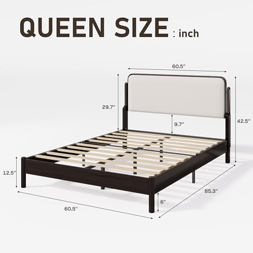Queen Bed Frame with Upholstered Headboard, view 3