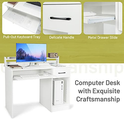 White Desk with Drawer & Keyboard Tray, view 6