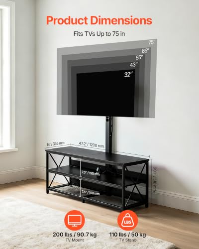 TV Stand with Mount, 47.2 Inch, TV Stand Console with Power Outlet, view 5