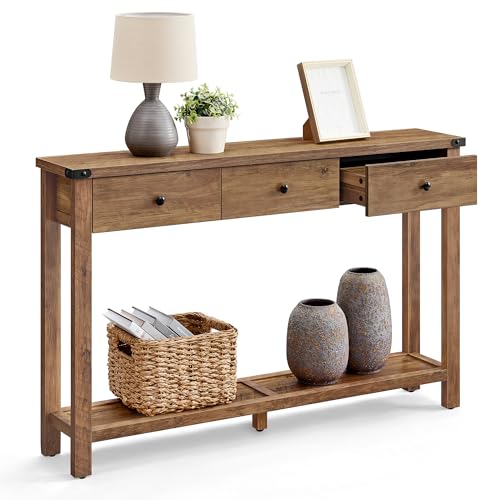 47.2" Narrow Console Table with 3 Drawers and Open Storage Shelf, view 2