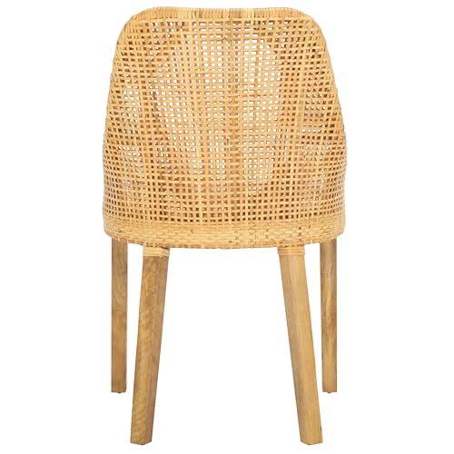 SAFAVIEH Home Collection Altha Tropical White/Natural/Brown Rattan Dining Chair with Cushion (Fully Assembled)