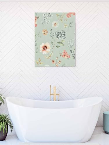 NuYeBiofx Farmhouse Floral Berry Leaves Canvas Wall Art Prints,30"x20" Framed Picture Artwork Gradient Sage Green Printed Canvas Oil Painting for Living Room Bedroom Office,Ready to Hang
