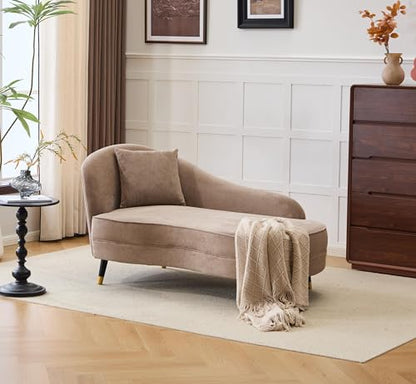 61" Velvet Curved Chaise Lounge Indoor with Pillow, view 4