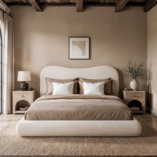 AirFrame Queen Upholstered Bed Frame with Camelback Curved Headboard, view 2