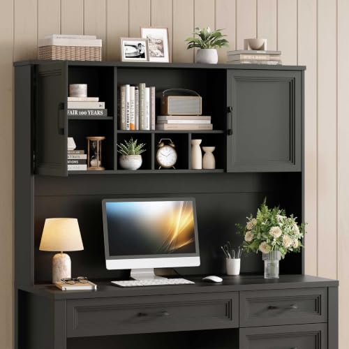 Farmhouse Desk with Hutch, Executive Desk with Storage Cabinet, view 8
