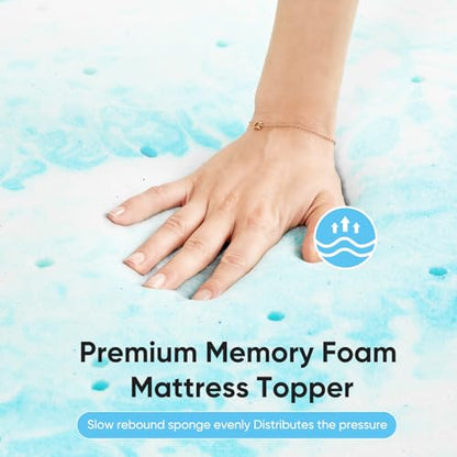 3 Inch Queen Cooling Gel Infused Memory Foam Mattress Topper Bed Pad, view 7