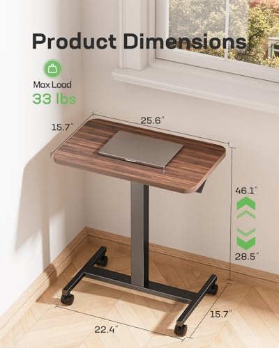 Mobile Standing Desk, Wider Height Adjustable Computer Desk, view 3