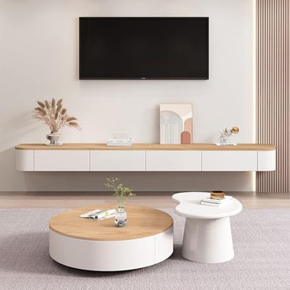 Fully Assembled 55.1" Floating TV Stand, Rounded Corners Wall Mounted Shelf, view 3