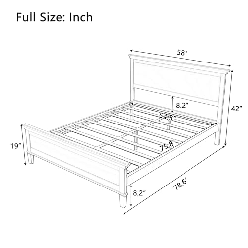 Full Size Wood Platform Bed Frame with Headboard, view 3