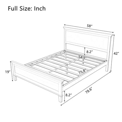 Full Size Wood Platform Bed Frame with Headboard, view 3