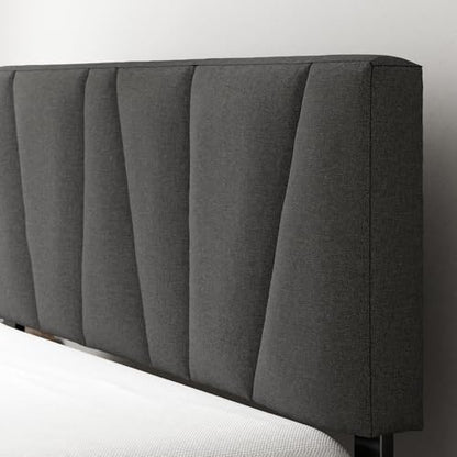 Zinus Maya Upholstered Bed Frame with Asymmetric Headboard, Queen, view 4