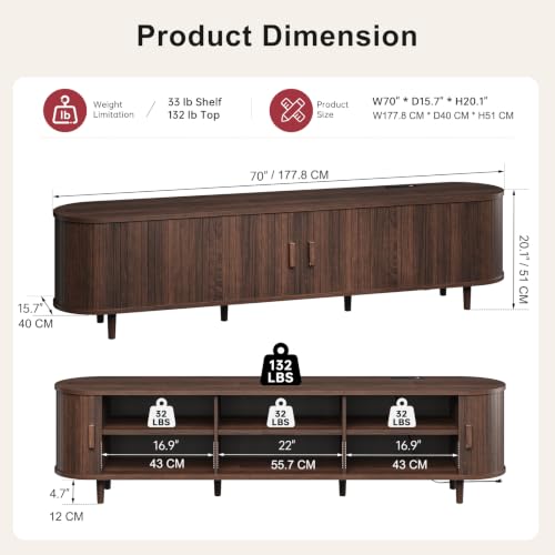 70" Mid Century Modern TV Stand, view 3