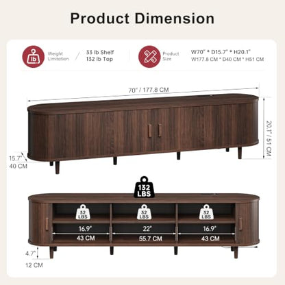70" Mid Century Modern TV Stand, view 3