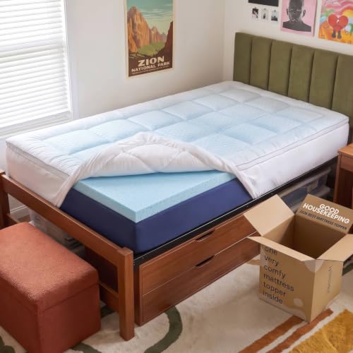 4 Inch Pillow Top Memory Foam Mattress Topper Twin XL, view 2