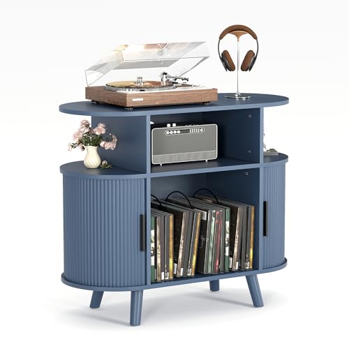 35'' Fluted Mid Century Modern Turntable Cabinet, view 2