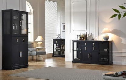 Large Sideboard Buffet Cabinet with LED and Drawers, view 6