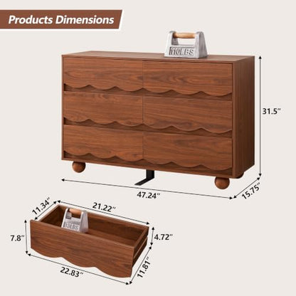 6 Drawer Dresser for Bedroom, view 3