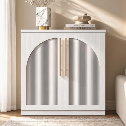 Arched Sideboard Cabinets, Modular Buffet Table, White, view 6