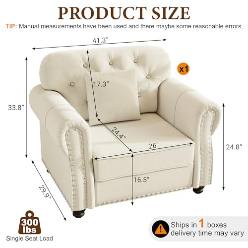 41.3" Velvet Chesterfield Sofa with Ottoman, view 3