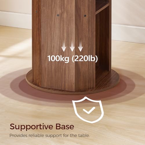 31.5" Round Dining Table with Storage Shelf for 2-3, Circle Kitchen Dinner Table with Thick Tabletop, for Small Spaces, Circle Nook Table for Kitchen & Dining Room, Walnut DTWA8501