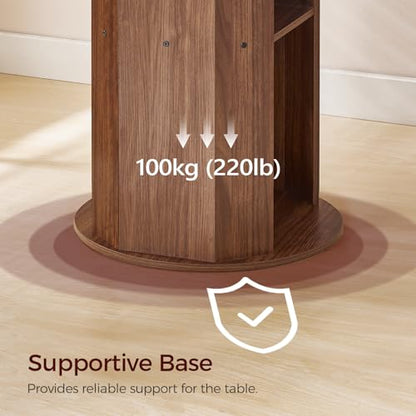 31.5" Round Dining Table with Storage Shelf for 2-3, Circle Kitchen Dinner Table with Thick Tabletop, for Small Spaces, Circle Nook Table for Kitchen & Dining Room, Walnut DTWA8501