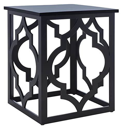 SAFAVIEH Home Collection – Milo Black Trellis End Table, Quatrefoil Open Frame Accent Table, Fully Assembled (AMH1508E)