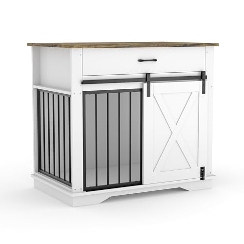 38" Dog Crate Furniture with Sliding Barn Door, view 5