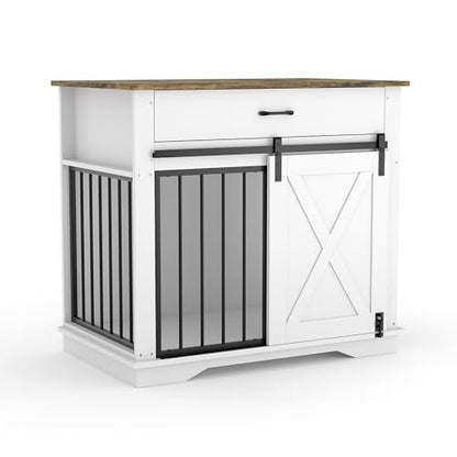 38" Dog Crate Furniture with Sliding Barn Door, view 5