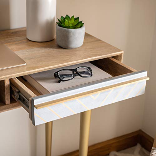 Safavieh Home Office Leni Modern Natural and Grey and Brass 1-drawer Desk