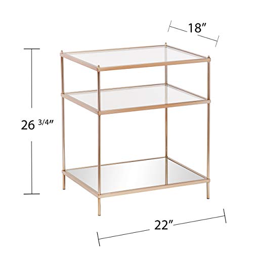 Knox Side Table - Copper - Transitional Design, Metal and Glass - Ideal for Living Room, Bedroom (OC2204)