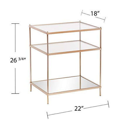 Knox Side Table - Copper - Transitional Design, Metal and Glass - Ideal for Living Room, Bedroom (OC2204)