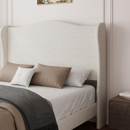 Queen Upholstered Bed Frame with 55.5" Tall Wingback Headboard, view 5