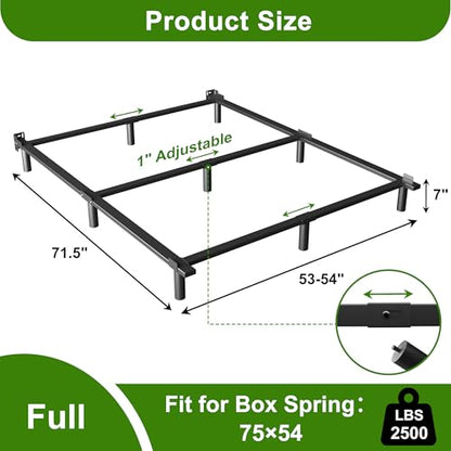 7 Inch Full Size Bed Frame for Box Spring and Mattress, Black, view 4