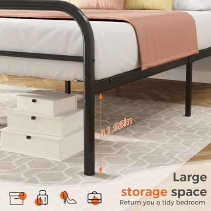 Heavy Duty Black Bed Frame with Storage and Slats, view 5
