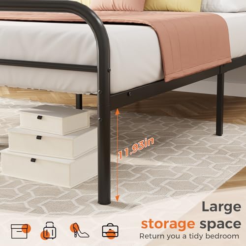 Queen Bed Frame with Headboard, Victorian Metal Platform Bed Frame, view 6