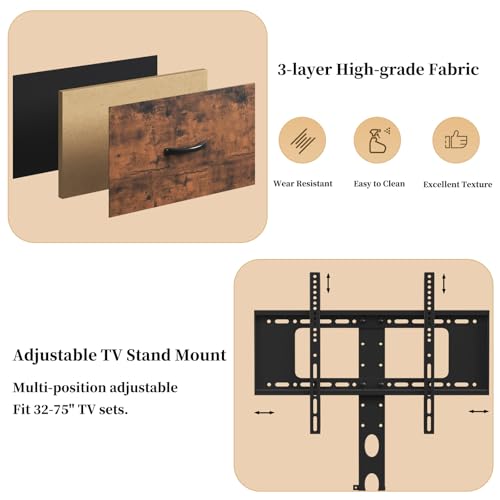 Rustic Brown TV Stand with Mount for 32/45/55/60/65/75 inch TVs, view 7