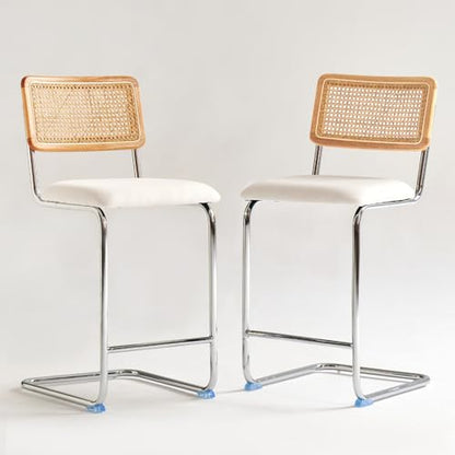 Natural Rattan Counter Height Stools Set of 2 with Solid Wood Back, view 6