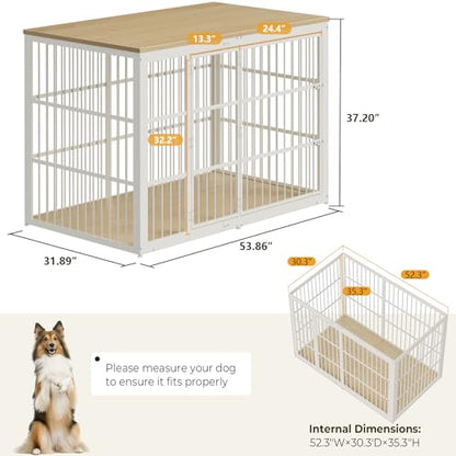 54" Dog Crate Furniture with Foldable Door, Natural Beech, view 8