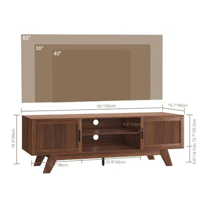 59.5" Fluted TV Stands for 65 Inch TV, Mid Century Modern, view 3