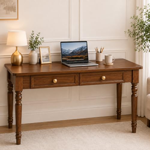 Walnut Writing Desks with Drawers, 47" French Country Style, view 2