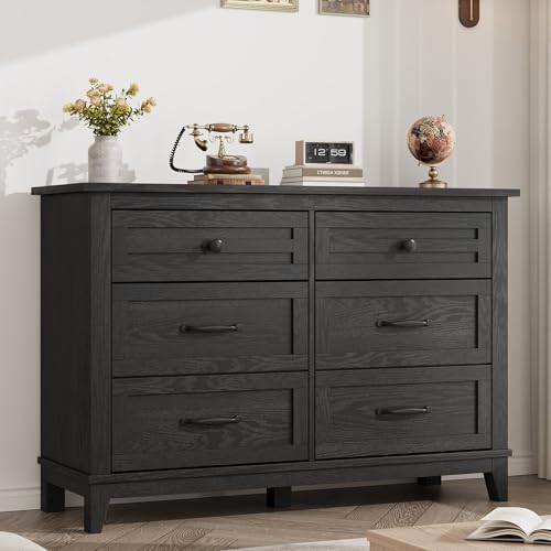 6 Dresser for Bedroom, 47 in Wide Drawer Dresser with Storage Freestanding, view 2